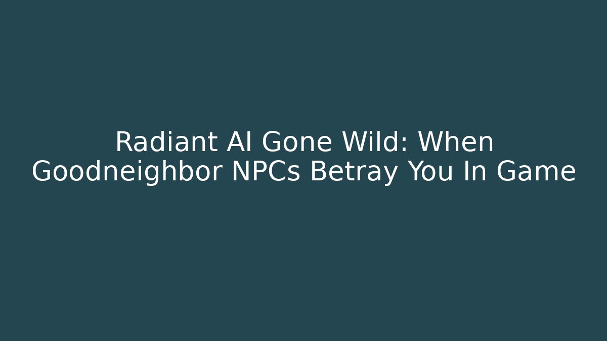 Radiant AI Gone Wild: When Goodneighbor NPCs Betray You In Game