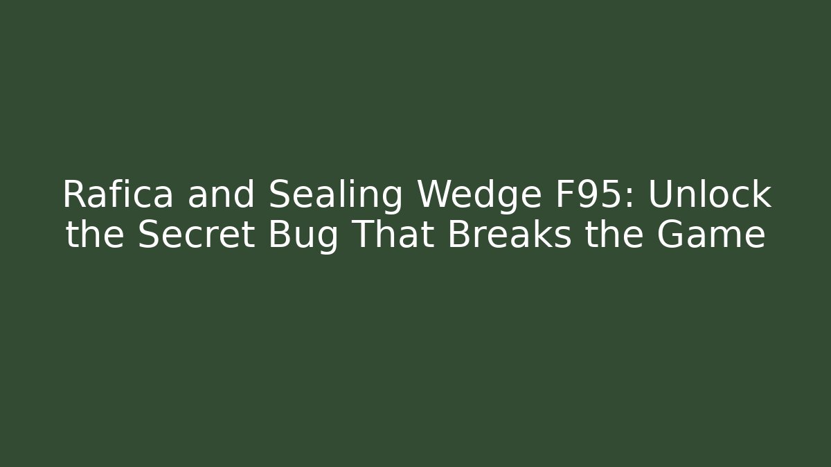 Rafica and Sealing Wedge F95: Unlock the Secret Bug That Breaks the Game