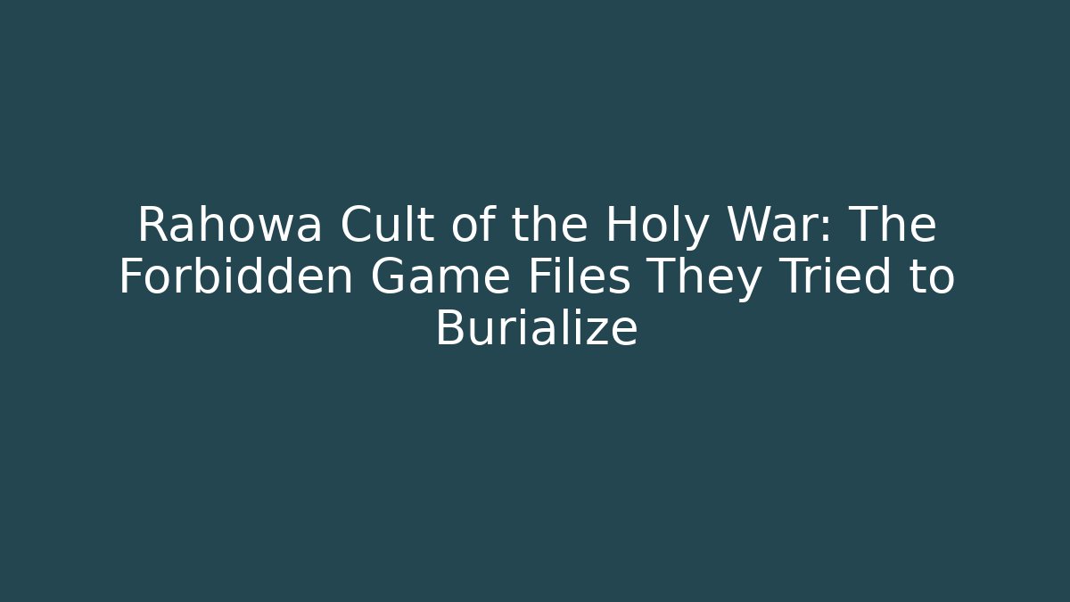 Rahowa Cult of the Holy War: The Forbidden Game Files They Tried to Burialize