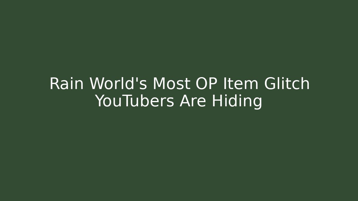 Rain World's Most OP Item Glitch YouTubers Are Hiding