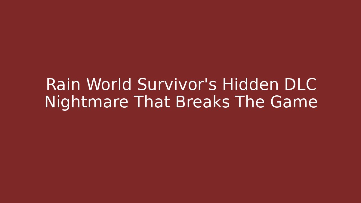 Rain World Survivor’s Hidden DLC Nightmare That Breaks The Game - Critter Realm