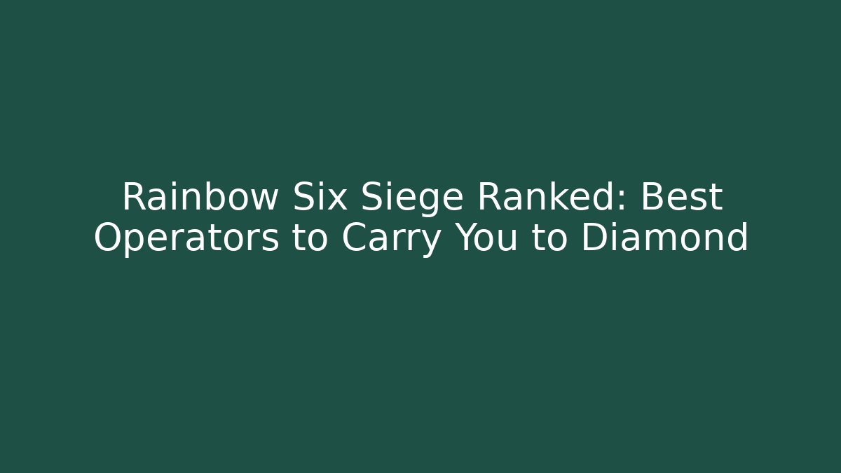 Rainbow Six Siege Ranked: Best Operators to Carry You to Diamond