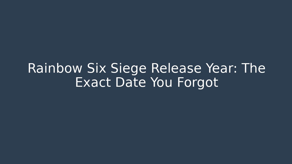 Rainbow Six Siege Release Year: The Exact Date You Forgot