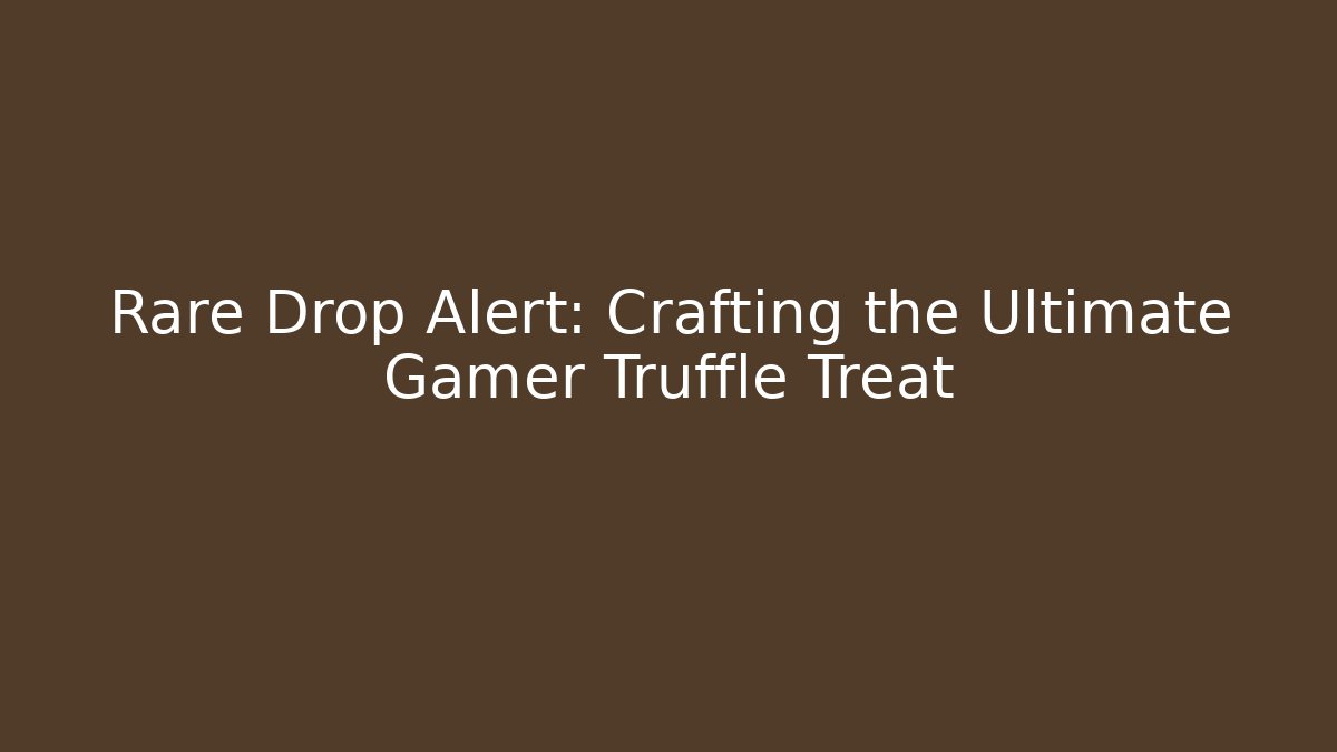 Rare Drop Alert: Crafting the Ultimate Gamer Truffle Treat