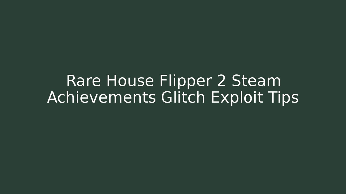 Rare House Flipper 2 Steam Achievements Glitch Exploit Tips