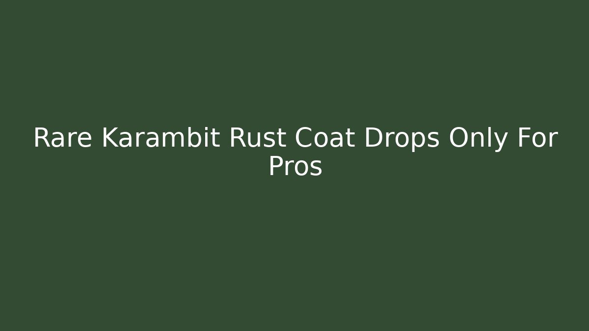 Rare Karambit Rust Coat Drops Only For Pros