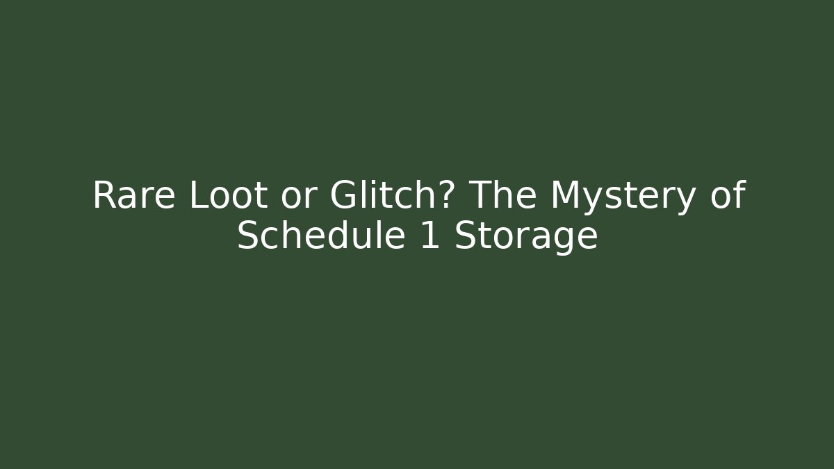Rare Loot or Glitch? The Mystery of Schedule 1 Storage