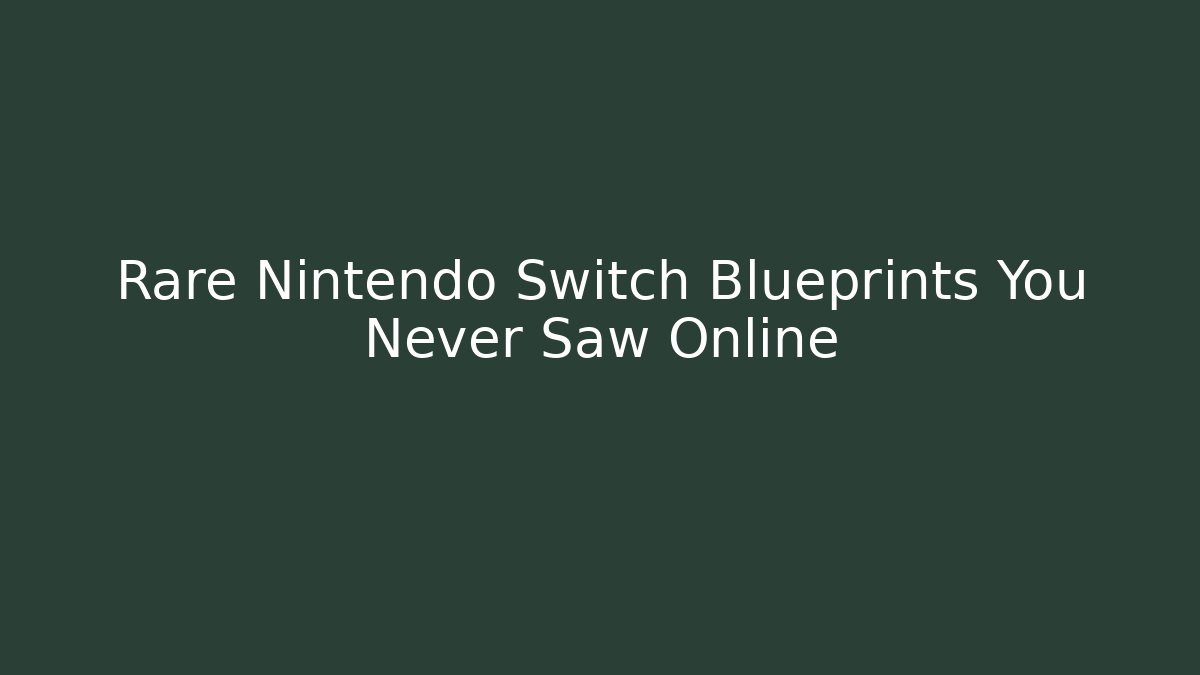 Rare Nintendo Switch Blueprints You Never Saw Online