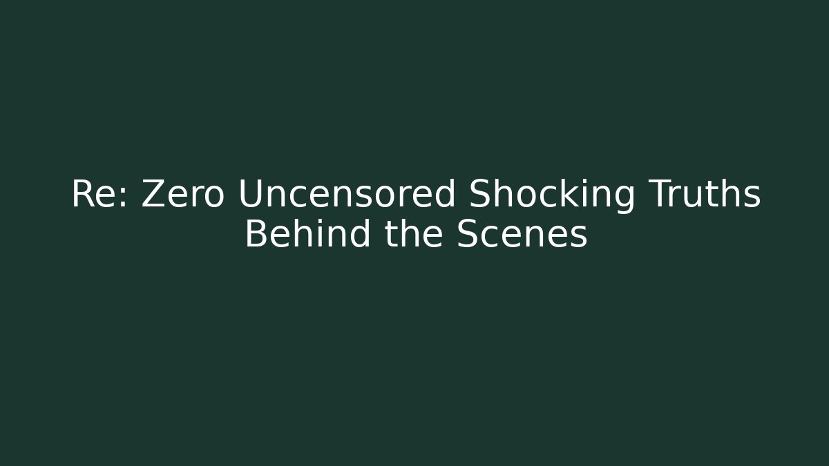 Re: Zero Uncensored Shocking Truths Behind the Scenes - Critter Realm