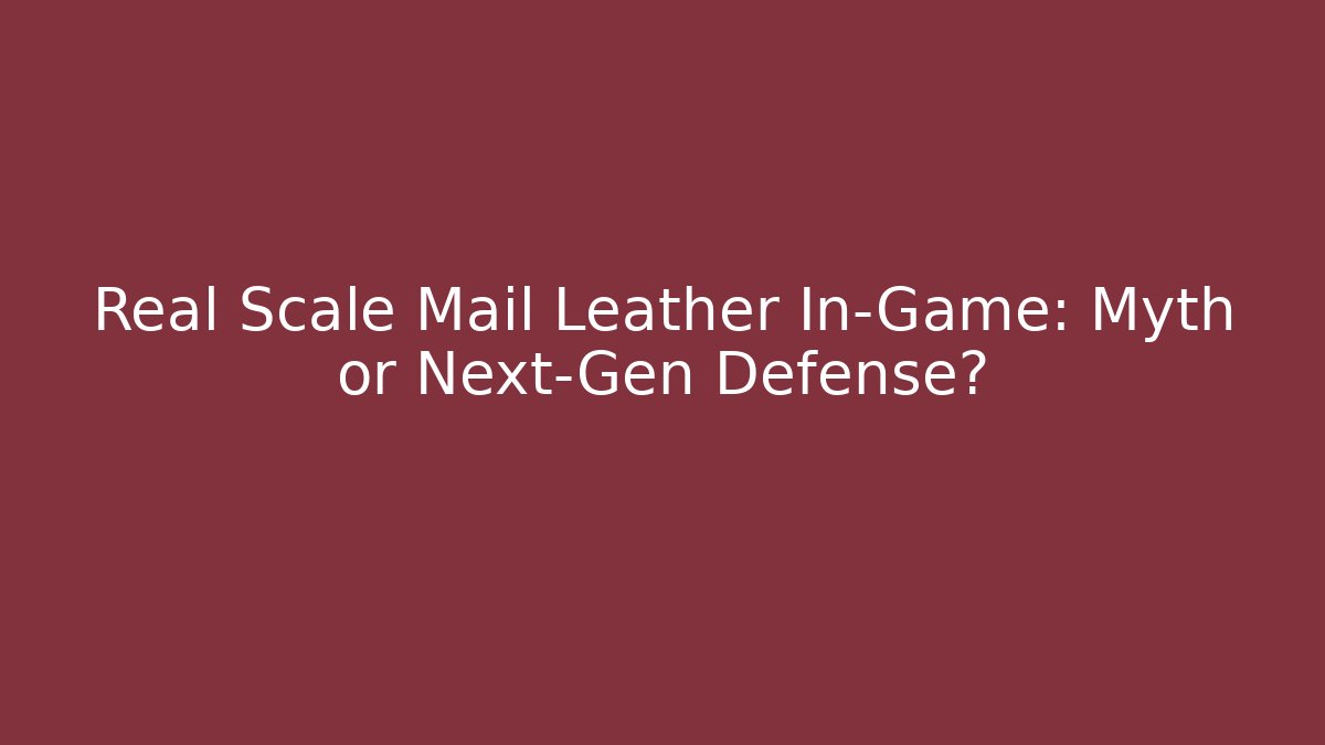 Real Scale Mail Leather In-Game: Myth or Next-Gen Defense?