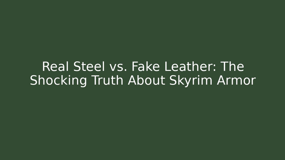 Real Steel vs. Fake Leather: The Shocking Truth About Skyrim Armor