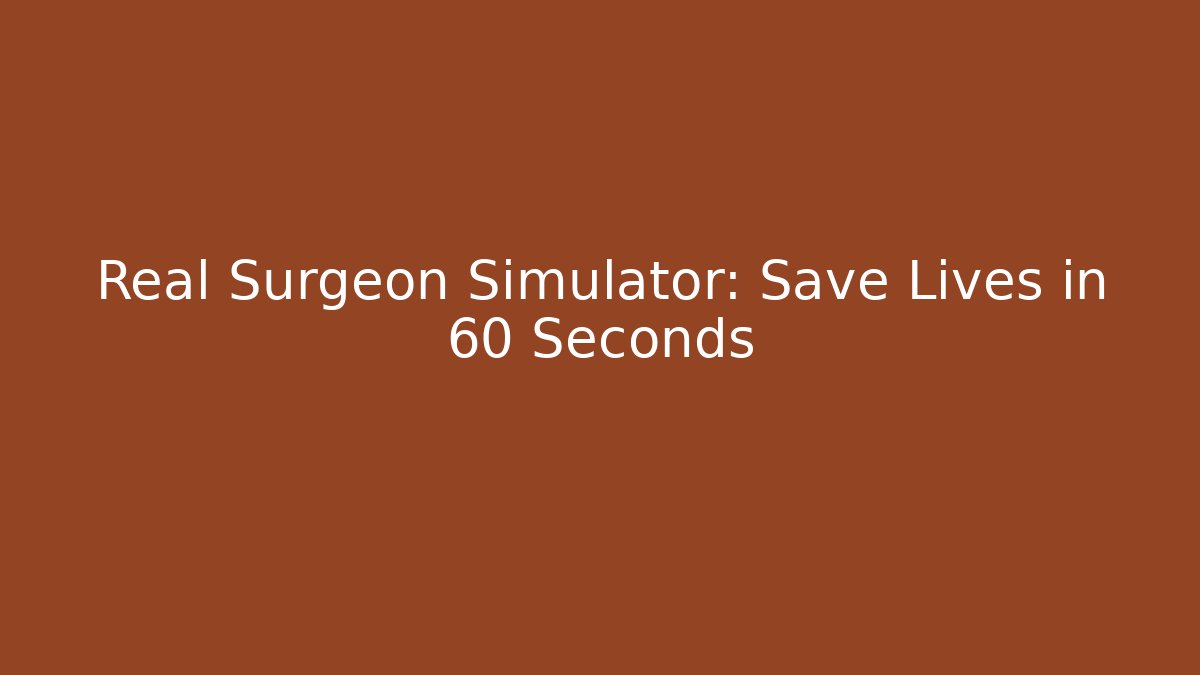Real Surgeon Simulator: Save Lives in 60 Seconds