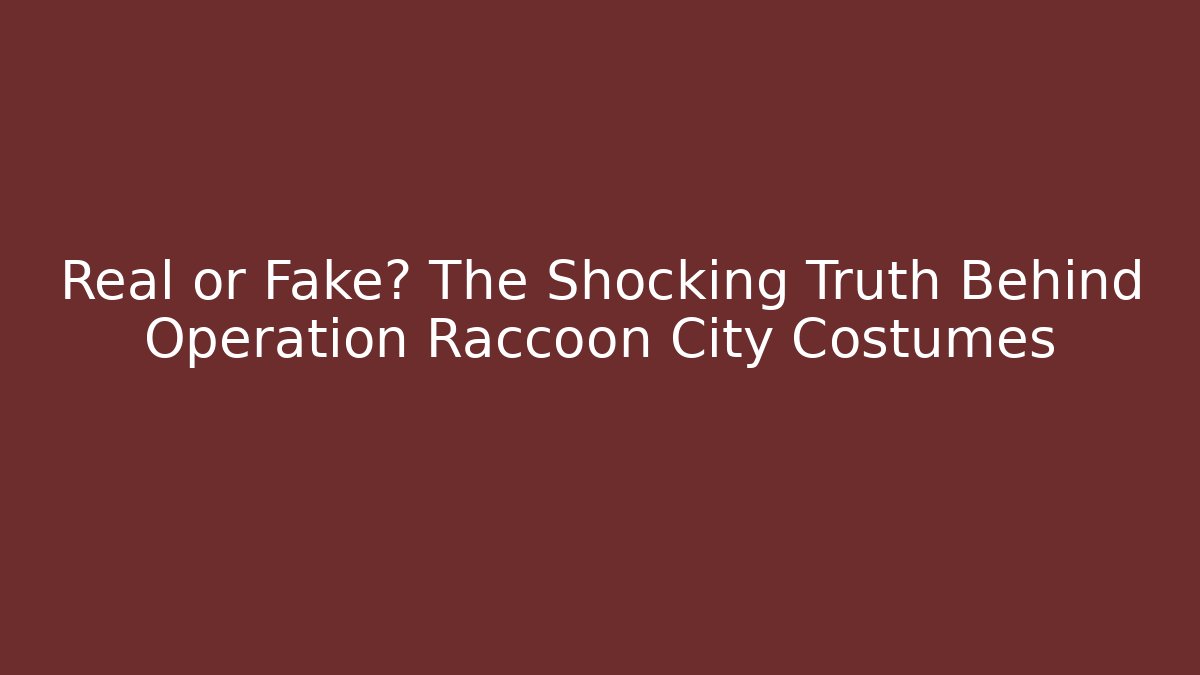 Real or Fake? The Shocking Truth Behind Operation Raccoon City Costumes