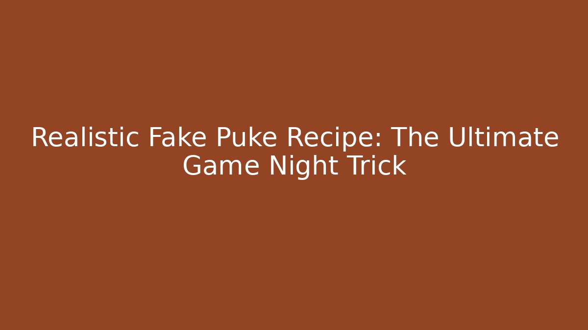 Realistic Fake Puke Recipe: The Ultimate Game Night Trick