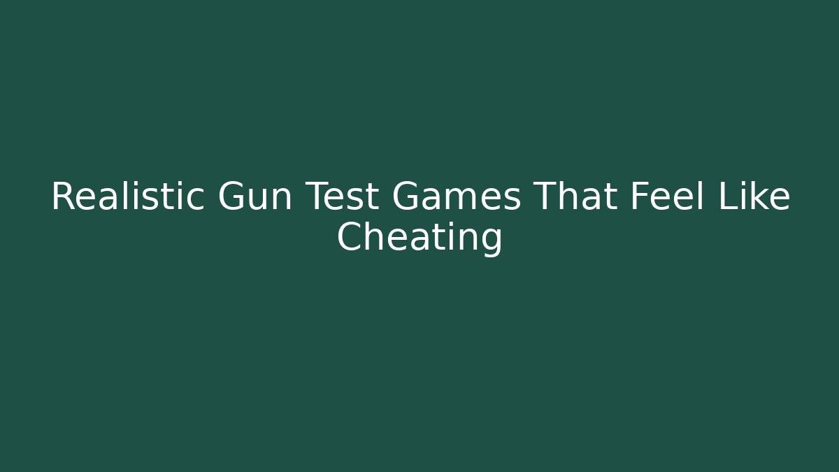 Realistic Gun Test Games That Feel Like Cheating