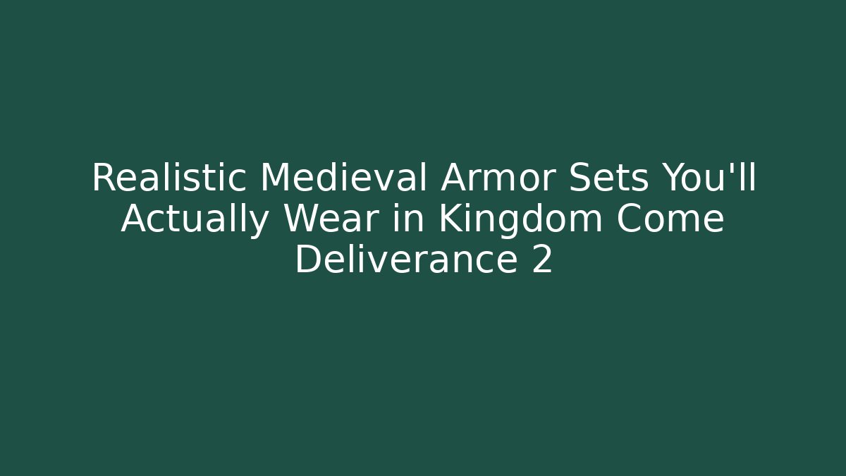 Realistic Medieval Armor Sets You'll Actually Wear in Kingdom Come Deliverance 2