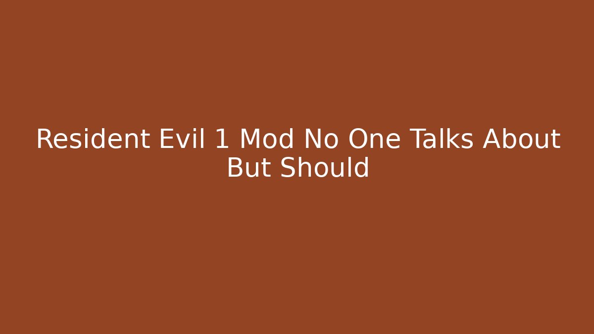 Resident Evil 1 Mod No One Talks About But Should