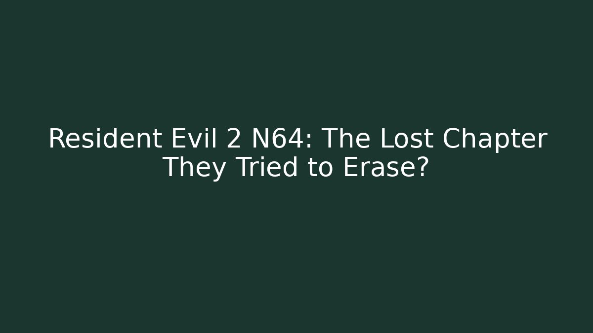 Resident Evil 2 N64: The Lost Chapter They Tried to Erase?