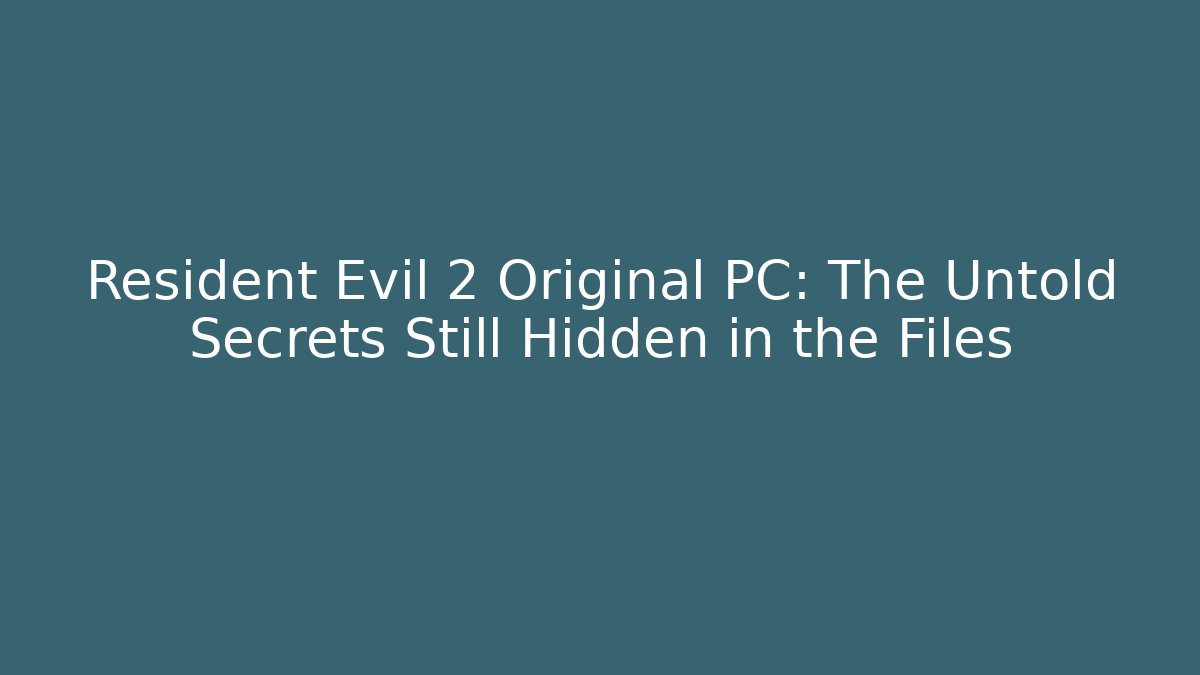 Resident Evil 2 Original PC: The Untold Secrets Still Hidden in the Files - Critter Realm
