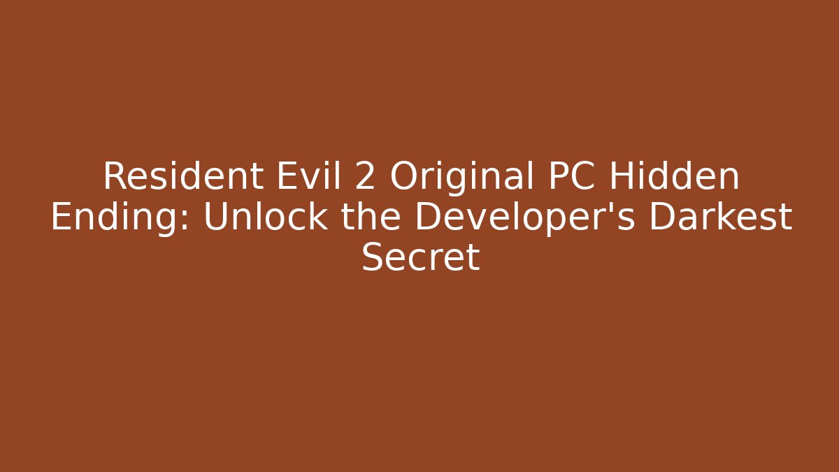 Resident Evil 2 Original PC Hidden Ending: Unlock the Developer's Darkest Secret - Critter Realm