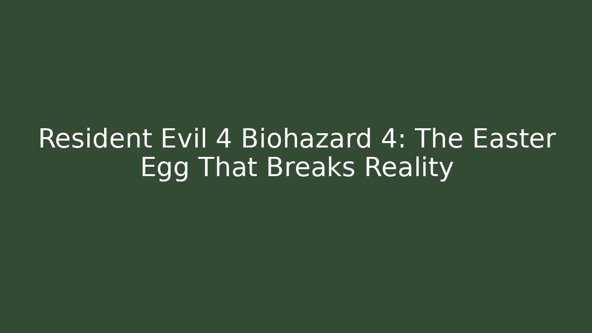 Resident Evil 4 Biohazard 4: The Easter Egg That Breaks Reality