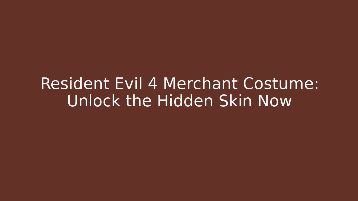 Resident Evil 4 Merchant Costume: Unlock the Hidden Skin Now