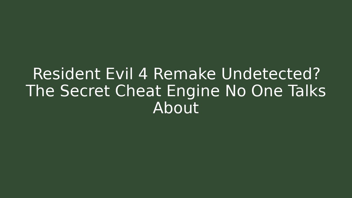 Resident Evil 4 Remake Undetected? The Secret Cheat Engine No One Talks About - Critter Realm