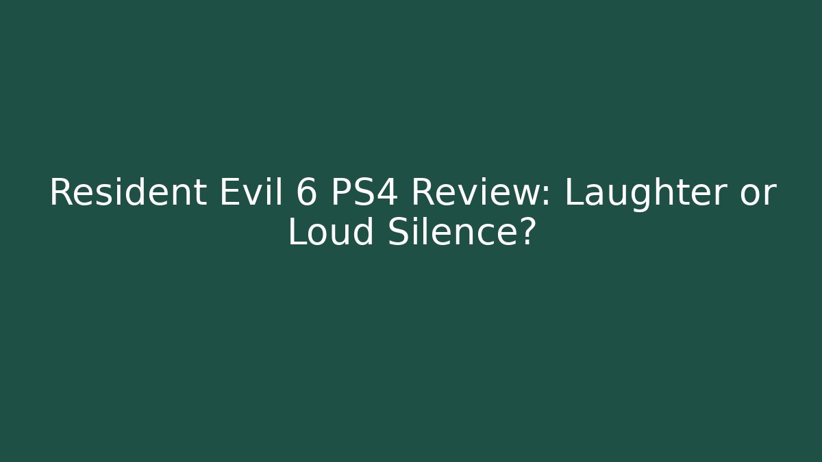 Resident Evil 6 PS4 Review: Laughter or Loud Silence?