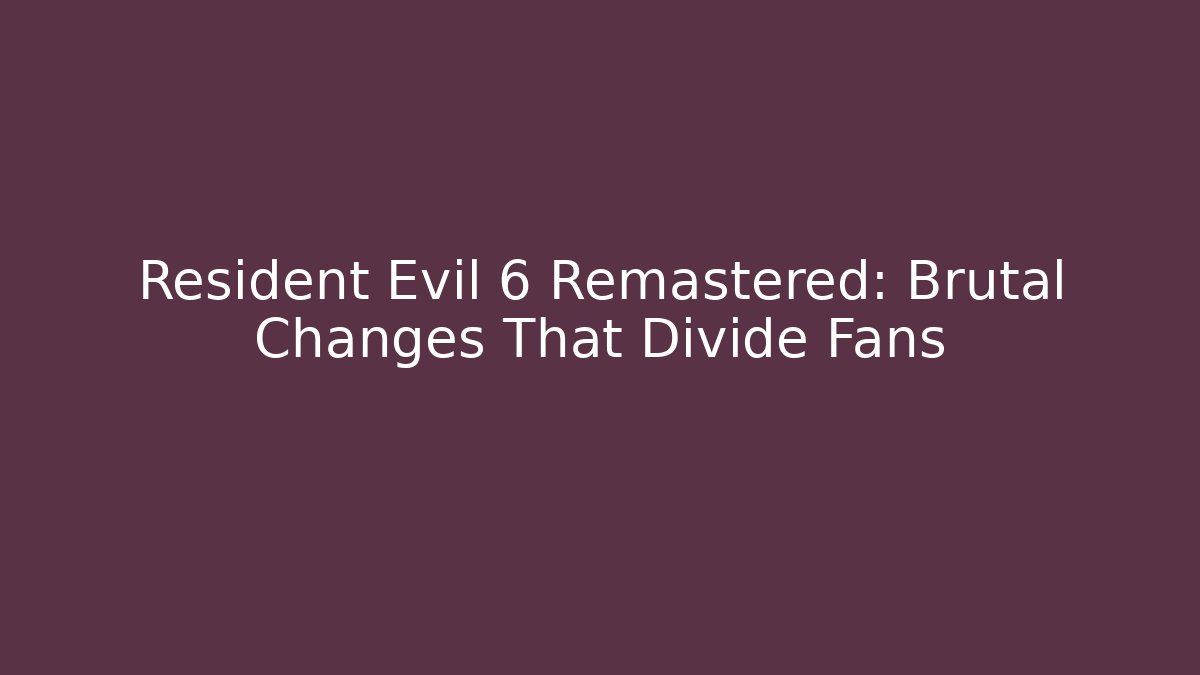Resident Evil 6 Remastered: Brutal Changes That Divide Fans