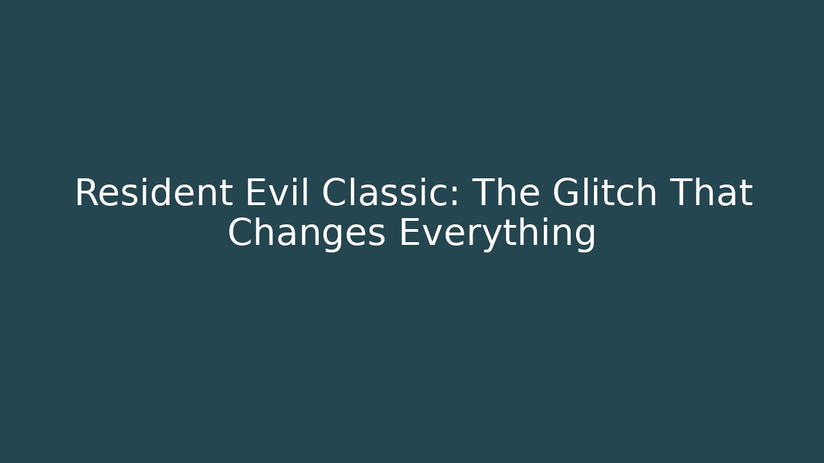 Resident Evil Classic: The Glitch That Changes Everything