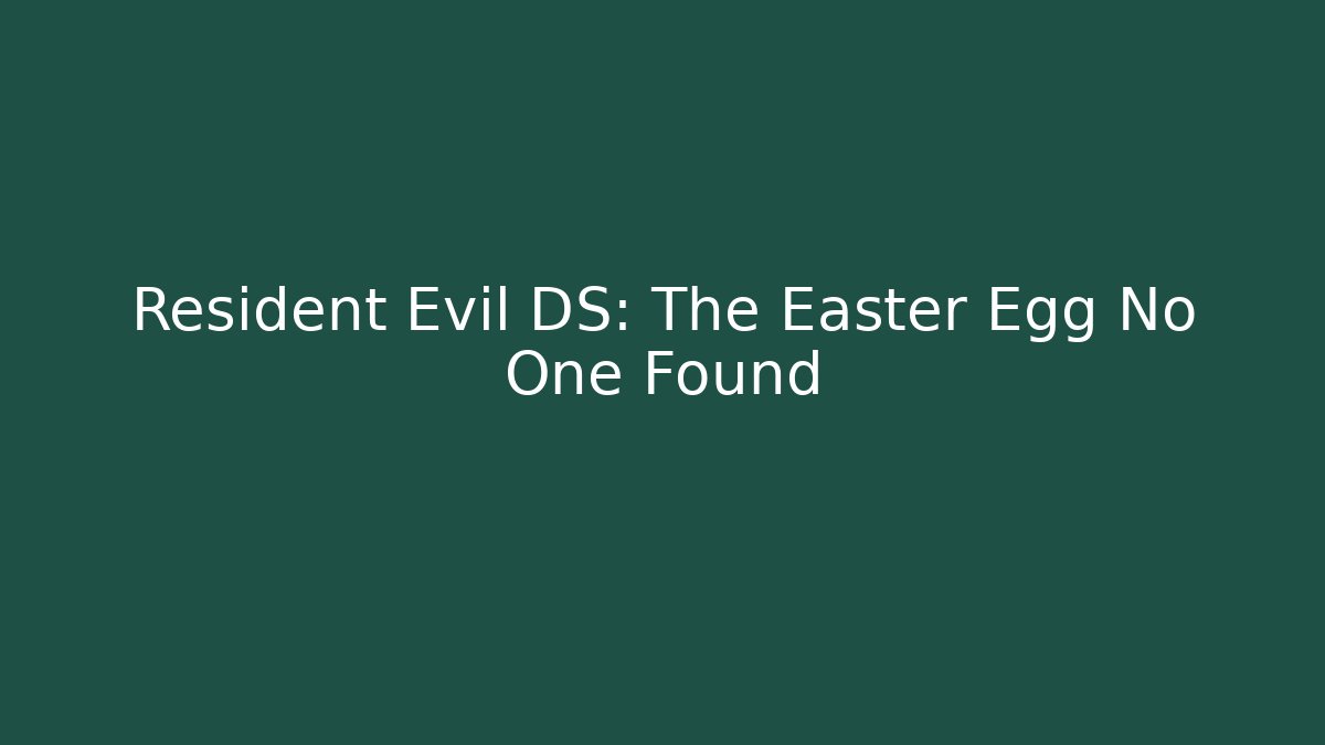 Resident Evil DS: The Easter Egg No One Found - Critter Realm