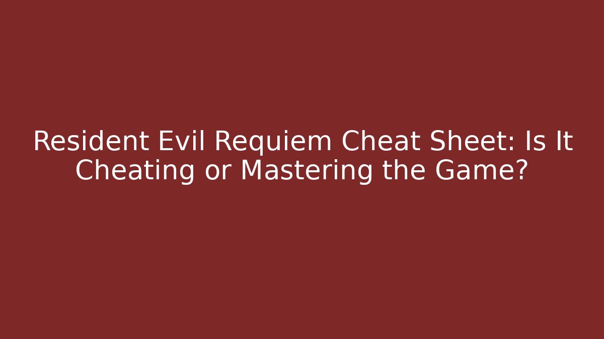 Resident Evil Requiem Cheat Sheet: Is It Cheating or Mastering the Game?