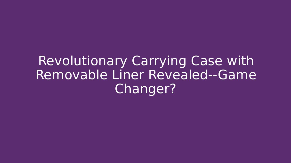 Revolutionary Carrying Case with Removable Liner Revealed—Game Changer?