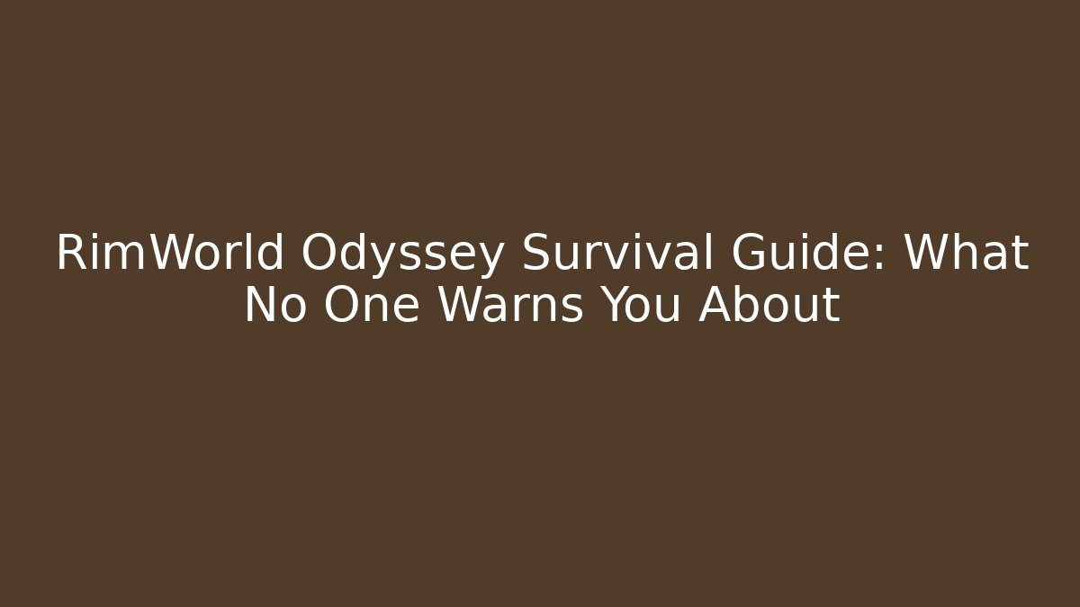 RimWorld Odyssey Survival Guide: What No One Warns You About