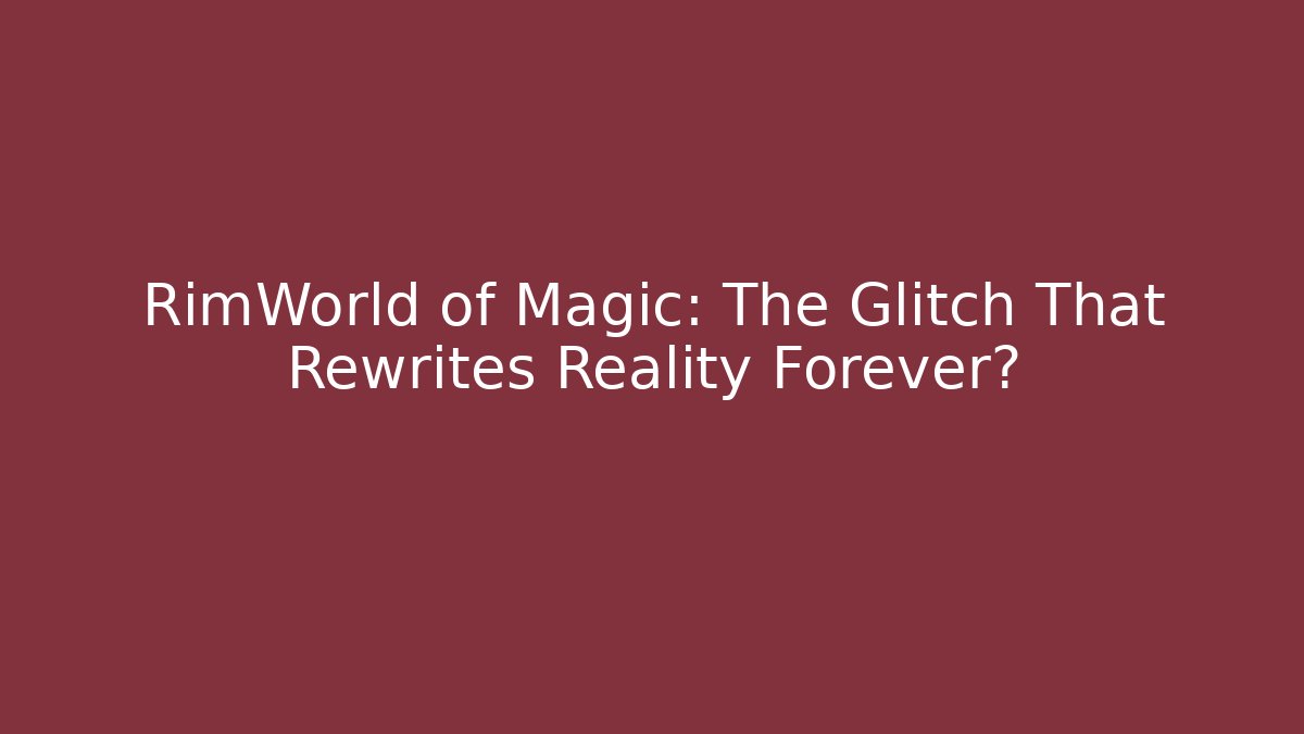 RimWorld of Magic: The Glitch That Rewrites Reality Forever?