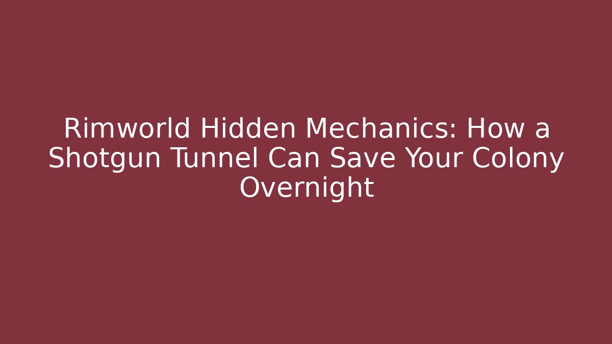 Rimworld Hidden Mechanics: How a Shotgun Tunnel Can Save Your Colony Overnight