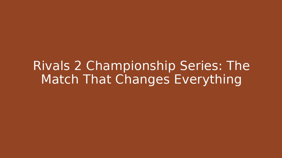 Rivals 2 Championship Series: The Match That Changes Everything