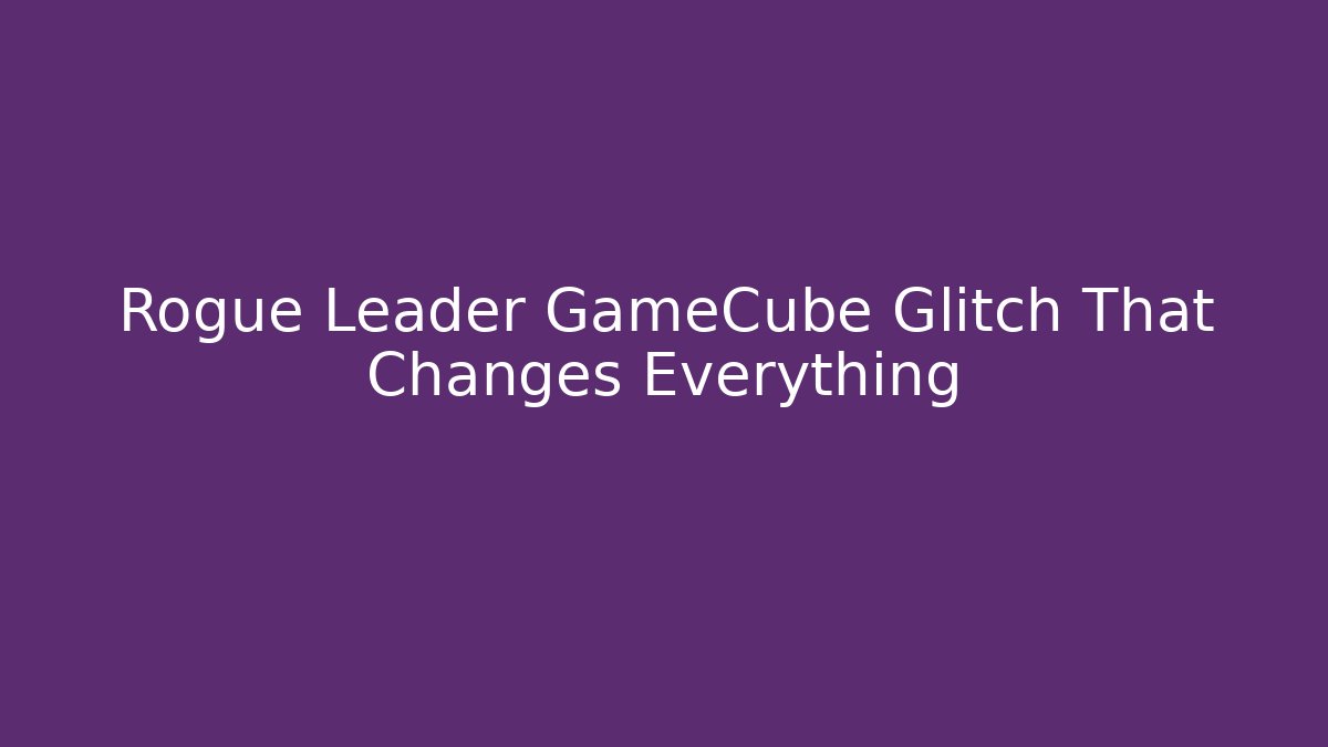 Rogue Leader GameCube Glitch That Changes Everything - Critter Realm