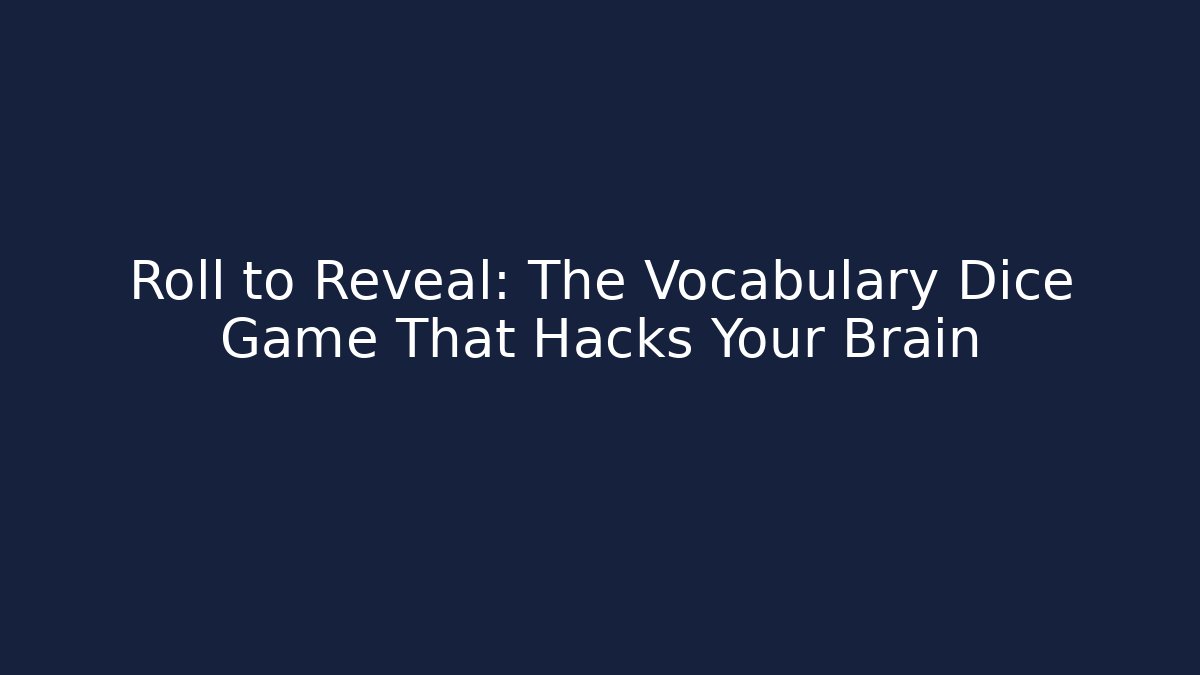 Roll to Reveal: The Vocabulary Dice Game That Hacks Your Brain