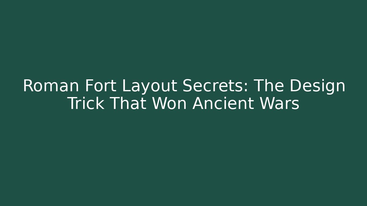 Roman Fort Layout Secrets: The Design Trick That Won Ancient Wars