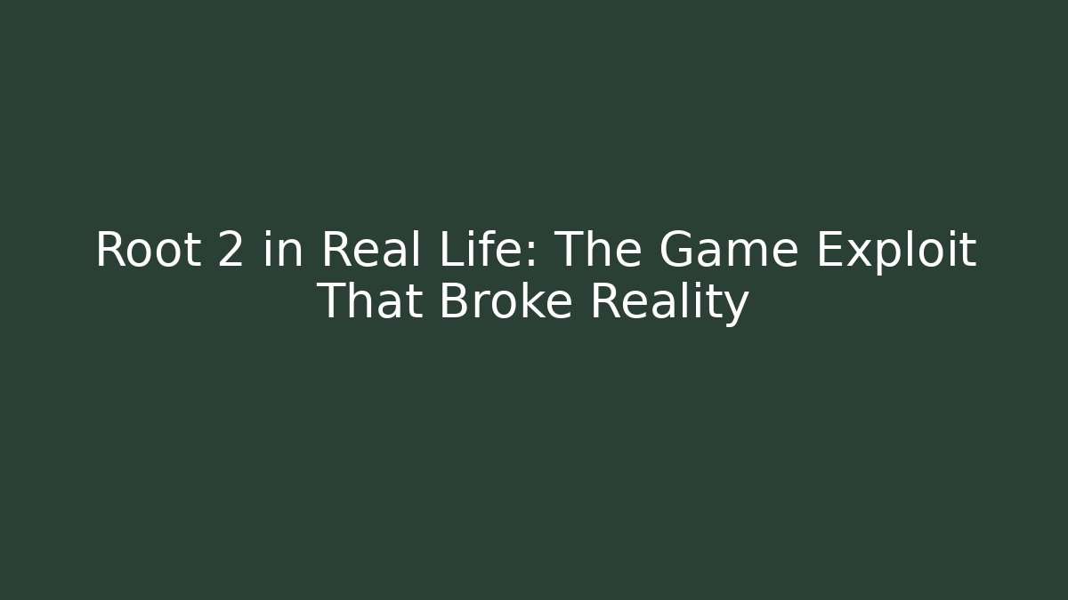 Root 2 in Real Life: The Game Exploit That Broke Reality