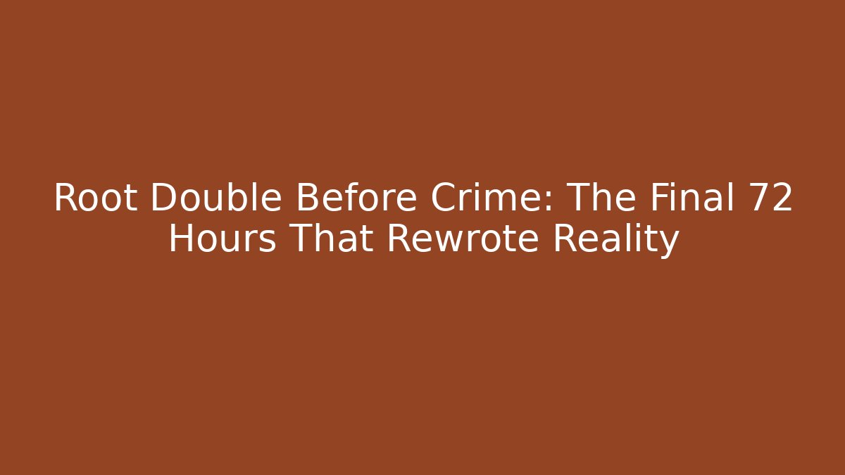 Root Double Before Crime: The Final 72 Hours That Rewrote Reality - Critter Realm