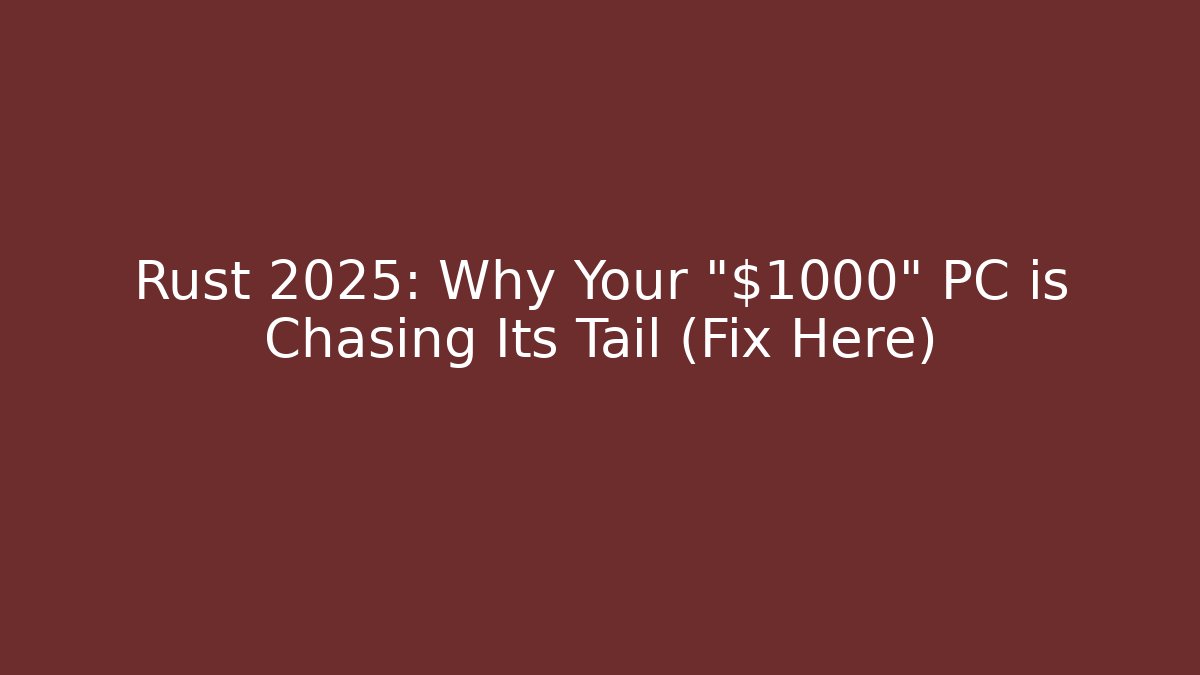 Rust 2025: Why Your "$1000" PC is Chasing Its Tail (Fix Here)