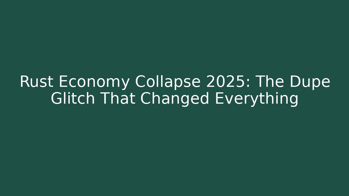 Rust Economy Collapse 2025: The Dupe Glitch That Changed Everything - Critter Realm