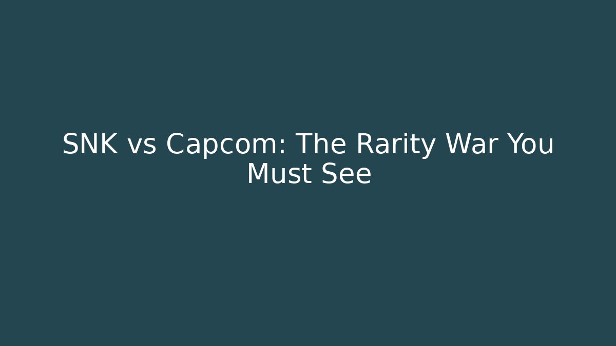 SNK vs Capcom: The Rarity War You Must See