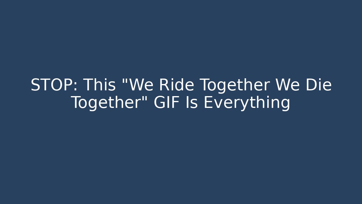 STOP: This "We Ride Together We Die Together" GIF Is Everything