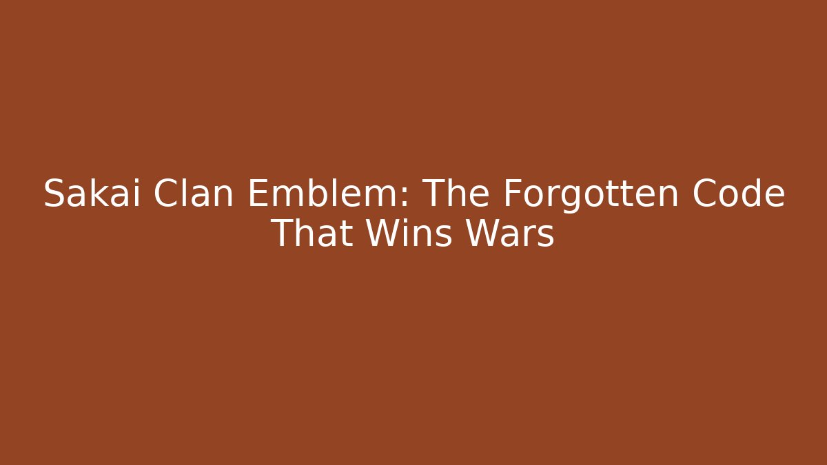 Sakai Clan Emblem: The Forgotten Code That Wins Wars
