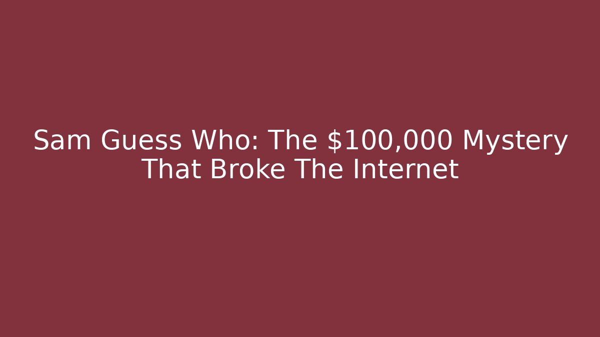 Sam Guess Who: The $100,000 Mystery That Broke The Internet