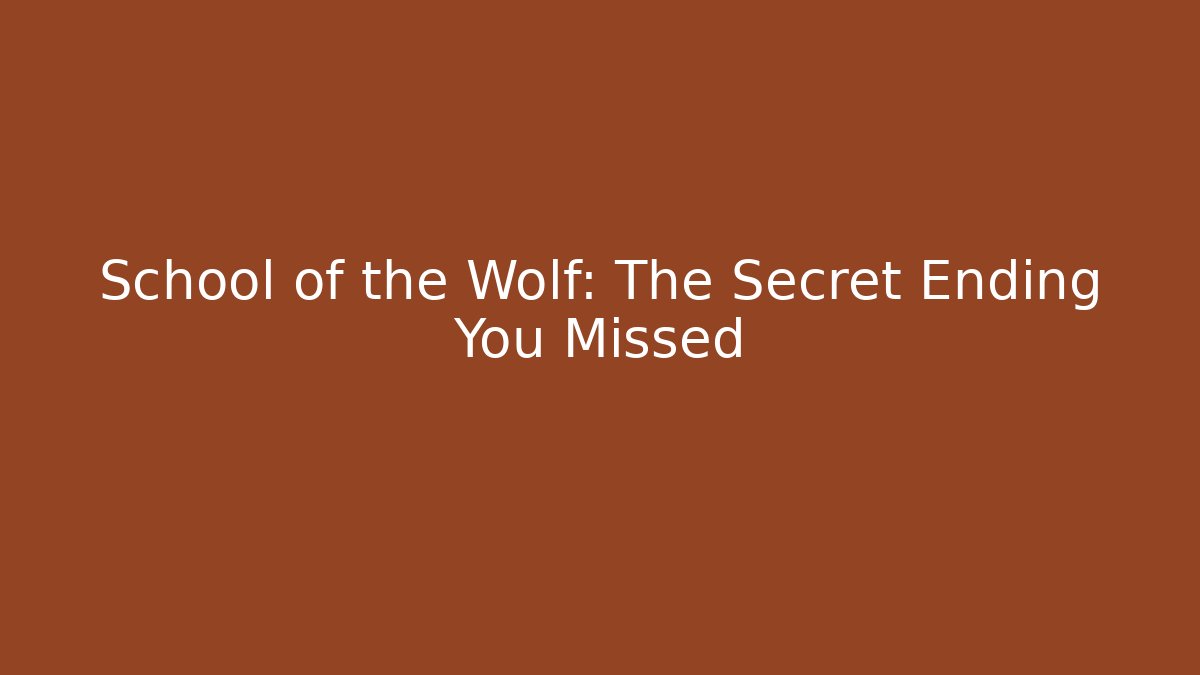 School of the Wolf: The Secret Ending You Missed