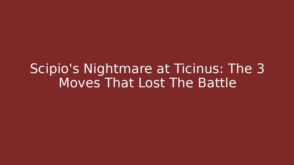 Scipio's Nightmare at Ticinus: The 3 Moves That Lost The Battle